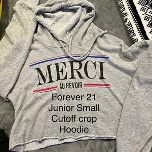Forever 21 cutoff crop Merci hoodie